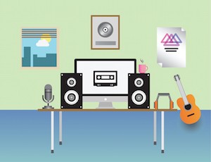 Digitally generated home recording studio vector